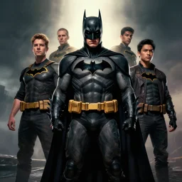 Every batman ever, Darek Zabrocki, Karlkka, Jayison Devadas, Phuoc Quan, trending on Artstation, 8K, ultra wide angle, pincushion lens effect