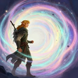 side profile, male elf ranger, gloomhaven, luminescent, colorful swirly magic ripples, pastel colors, by greg manchess, huang guangjian, gil elvgren, sachin teng, greg rutkowski, jesper ejsing, ilya kuvshinov