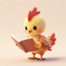 a ting cute adorable phoenix fledgling learning to read | digital art | 3D | Render | Raytracing