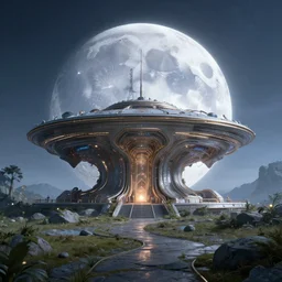 ethereal magical moonbase, 4k, HDR, award-winning, landscape, octane render, artstation