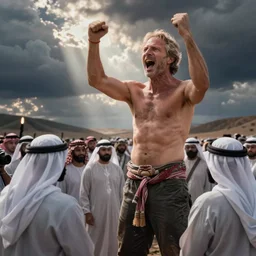 shirtless geert wilders shouting at arabs