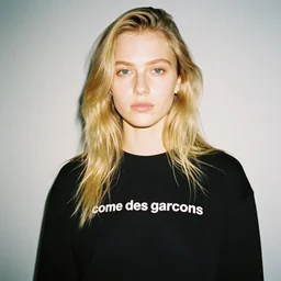 realistic photoshooting for a new comme des garcons lookbook, color film photography, photo of a blonde woman, photo in style of tyler mitchell, 3 5 mm,