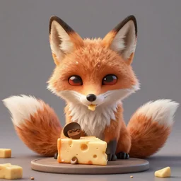 A Detailed Award Winning Masterpiece trending on artstation of an Anthropomorphic fox eating some cheese, 8k