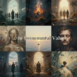 a beautiful contemporary masterpiece collage called the fundamental values, trending on artstation, featured on pixiv, cinematic composition, beautiful lighting, no frames - n 4