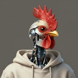a portrait of a robot rooster using a hoodie, surreal, LSD, face, detailed, intricate, elegant, lithe, highly detailed, digital painting, artstation, concept art, smooth, sharp focus, illustration, art by Jason Edmiston