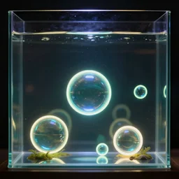 neon orbs in a glass tank of water by disney concept artists, blunt borders, rule of thirds