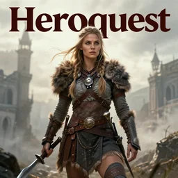 heroquest cover art depicting female barbarian by Les Edwards, high quality