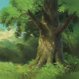 an oak in the style of studio ghibli