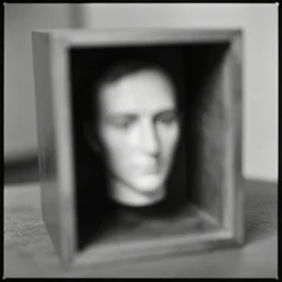 a close - up casual photo of marcel duchamp trapped inside a readymade object, blurry, 1 9 2 0 s monochrome snapshot, graflex 4 x 5, f 1. 8, 3 5 mm, ilford delta 3 2 0 0 pro