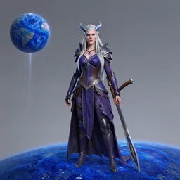 ( ( ( ( ( hyperrealist distant portrait of sylvanas windrunner on a lapislazuli planet where it rains colors. ) ) ) ) ) by bayard wu, fantasy, photorealistic, octane render, unreal engine, dynamic lighting, trending on artstation, poster, volumetric lighting, very detailed faces, 4 k, award winning
