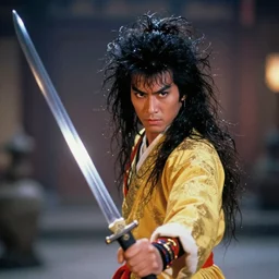 Demon, yokai, kung fu, wuxia, glam metal hair, Jiang sword, wild hair, 1983 cinematic - n 6
