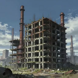 a beautiful ultradetailed anime illustration of unfinished building abandoned place city industrial architecture building by georgia o'keeffe, fantasy magic realism tundra darkacademia, archdaily, wallpaper, highly detailed, trending on artstation.