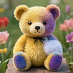 portrait of photosynthetic teddy bear, color and shape focus, natural light, bloom, puff, by simon stalenhag