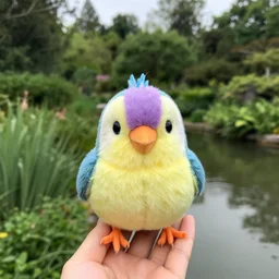 took my birb plushie to the botanical garden for a photoshoot!