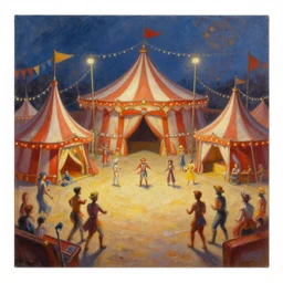 Realistic oil painting of the circus, artstationhq, detailed