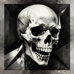 high quality rendition of a horrifying man eater by m night shamalan, steven king and h. p. lovecraft. this will keep me up at night. haunting ghoulish skull figure like m. c escher style.