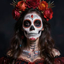 illustration of a sugar skull day of the dead girl, art by antoine verney carron
