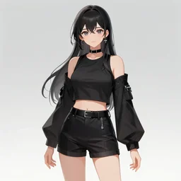 a vtuber model concept art of a beautiful girl in a black and yellow hoodie holding an iphone, blue eyes, long hair, full body art, futuristic city background, artstation, digital art, commission art, style by jordan grimmer and greg rutkowski, 4 k resolution