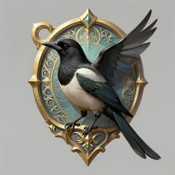 magpie trinket, deep focus, d & d, fantasy, intricate, elegant, highly detailed, digital painting, artstation, concept art, matte, sharp focus, illustration, hearthstone, art by artgerm and greg rutkowski and alphonse mucha