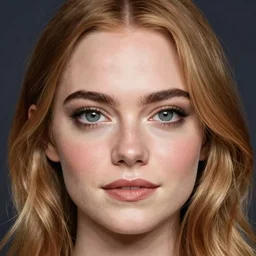 emma stone portrait by vince ruz, cartoon face, glam, character art, digital illustration, big eyes, triangular face, semirealism, realistic shaded perfect face, fine details, realistic shaded lighting
