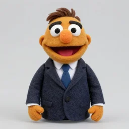 ed helms with a suit as a muppet. highly detailed felt. hyper real photo. 4 k.