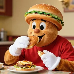 Jerma985 eating a glove, Hamburger Helper glove mascot, Jerma, photograph