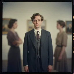 kodak portra 4 0 0, wetplate, muted colours, blueberry, 1 9 3 0 s style, award winning portrait of the dude from the big lebowski in a vernissage, haze, motion blur, in the style of britt marling and by georges melies