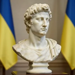 ukrainian president volodymyr zelensky as a roman marble bust