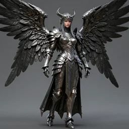 complex 3 d render hyper detailed ultra sharp of a beautiful ornate valkyrie angel of death, d & d, medieval dark fantasy, battle armor, octane render, 8 k, hd, art by takeshi obata & satoshi kon & artgerm & billelis