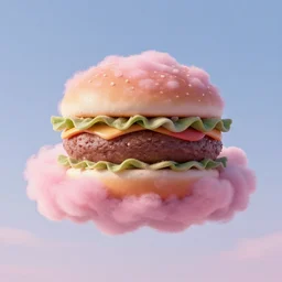 8 0 s new age album cover depicting a fluffy pink cloud in the shape of a hamburger, very peaceful mood