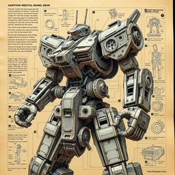 instruction manul of how to build a mecha metal gear, intricate detail, 8 k