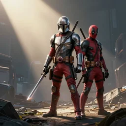 mandalorian deadpool, futuristic, dramatic light, soft, sharp focus, concept art by greg rutkowski and ruan jia
