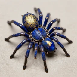 spider, lapis lazuli with a gold fractal filigree, hyper detailed