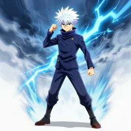 killua zoldyck made by zdzisław beksinski, thunderstorm, lighting, blue, pose, 8 k, detailed, high quality, 8 k, detailed face, light