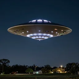 ufo hovered over a beautiful night area, surreal, photography, 5 5 mm lens, high detailed, 8 k, perfect shape, great finesse hyper detailed, hyperrealistic, ultra detailed