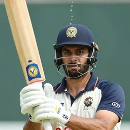 Close up portrait of a Cricket Player, award winning photograph, 50 mm lens and f/12.0, fast shutter speed of water floating in the air