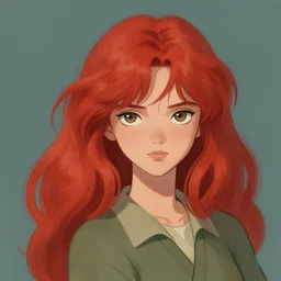 a red-haired creature in the style of Jean Giraud