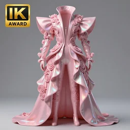 kirill maksimchuk wearable pink iridescent 3 d sculpture haute couture, editorial award, intricate avant design, stylized volume fabric realism, high details, 8 k, octane, unreal engine, anime stylized, trending on artstation