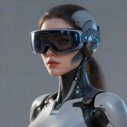 female android wearing futuristic augmented reality goggles portrait digital painting detailed artstation cinematic lighting