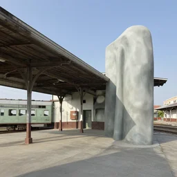 an abandoned train station by georgia o'keeffe and geort baselitz, trending on artstation,