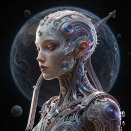 human on another planet of abstract. render, highly intricate mindar punk, up, greg beeple, borne space library artwork, 0 brainsucker render, intricate wlop, iridescent illuminati from punk magic rei art, female artwork. accents octane zdzisław guadosalam