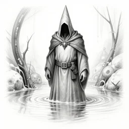 concept sketch for darkest dungeon movie sewer adventures where the wizard stands in a waist - deep river holding a torch in a long twisting sewer tunnel. underground, crumbling masonry, sewage falling from grates.