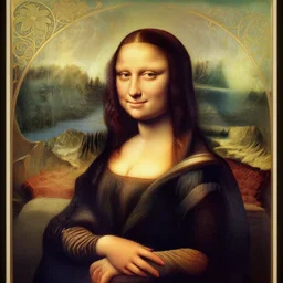 a painting similar to the ( ( ( ( ( ( ( ( ( ( mona lisa ) ) ) ) ) ) ) ) ) ) portrait but in style by lisa frank and jim lee character portrait, intricate, elegant, highly detailed, digital painting, artstation, concept art, smooth, sharp focus, illustration, art by artgerm and greg rutkowski and alphonse mucha