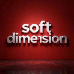 the text'soft dimension'in futuristic font, centered, red background