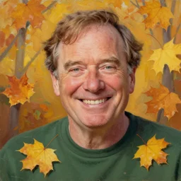 robin williams smile. picture painting autumn leaves