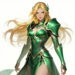 A blonde emerald warrior, HD, illustration, epic, fantasy, intricate, elegant, amazing detail, digital painting, artstation, concept art, smooth, sharp focus, illustration, art by Tony Sart