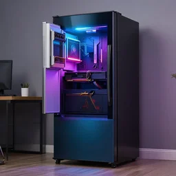photo of a rgb gaming fridge