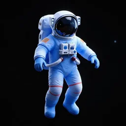 a 3 d render of a blue astronaut in a empty void, digital art.
