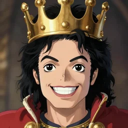 centered!! macro head portrait of medieval smirking king michael jackson, artstation, detailed cartoon, elegant, digital painting, concept art, smooth, sharp focus, illustration, ghibli, makoto shinkai, don bluth, fujita goro, jean giraud, akihiko yoshida, tom whalen 8 k
