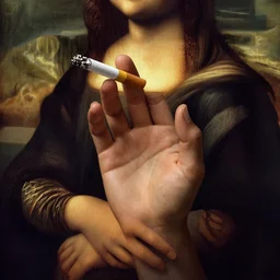 by leonardo da vinci, by Michelangelo, very accurate photo, very coherent image, hyper realistic photo of a female hand, open palm, holding an cigarette between index and middle finger, octane render